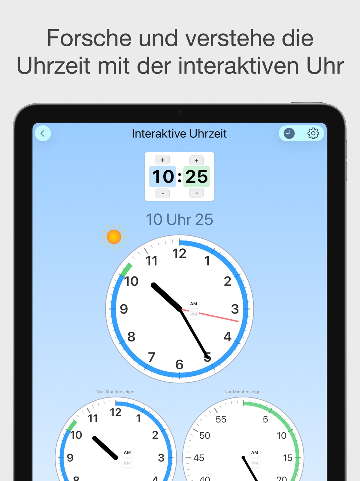 Zeit und Uhr: Interaktive Uhrzeit (App-Store-Screenshot)