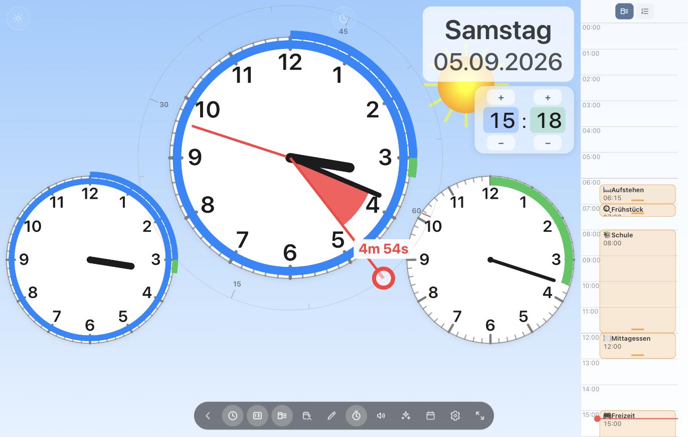 Timer: Der rote Sektor zeigt die Restzeit an der Uhr.